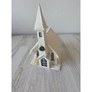 Seasons Cannon falls paper mache church chapel village Xmas decor glitter sparkl